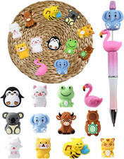 12Pcs 3D Animals Silicone Focal Beads for Pens, Cute Cartoon Animals Focal Beads