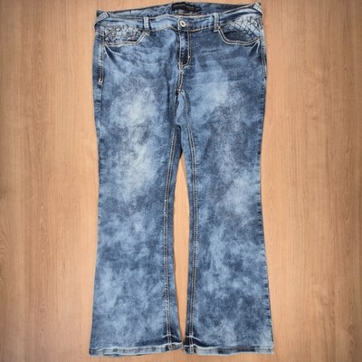 Twentyone Black by rue21 Damen Jeans 15/16 42 44 Low Rise Bootcut Acid Wash Y2K