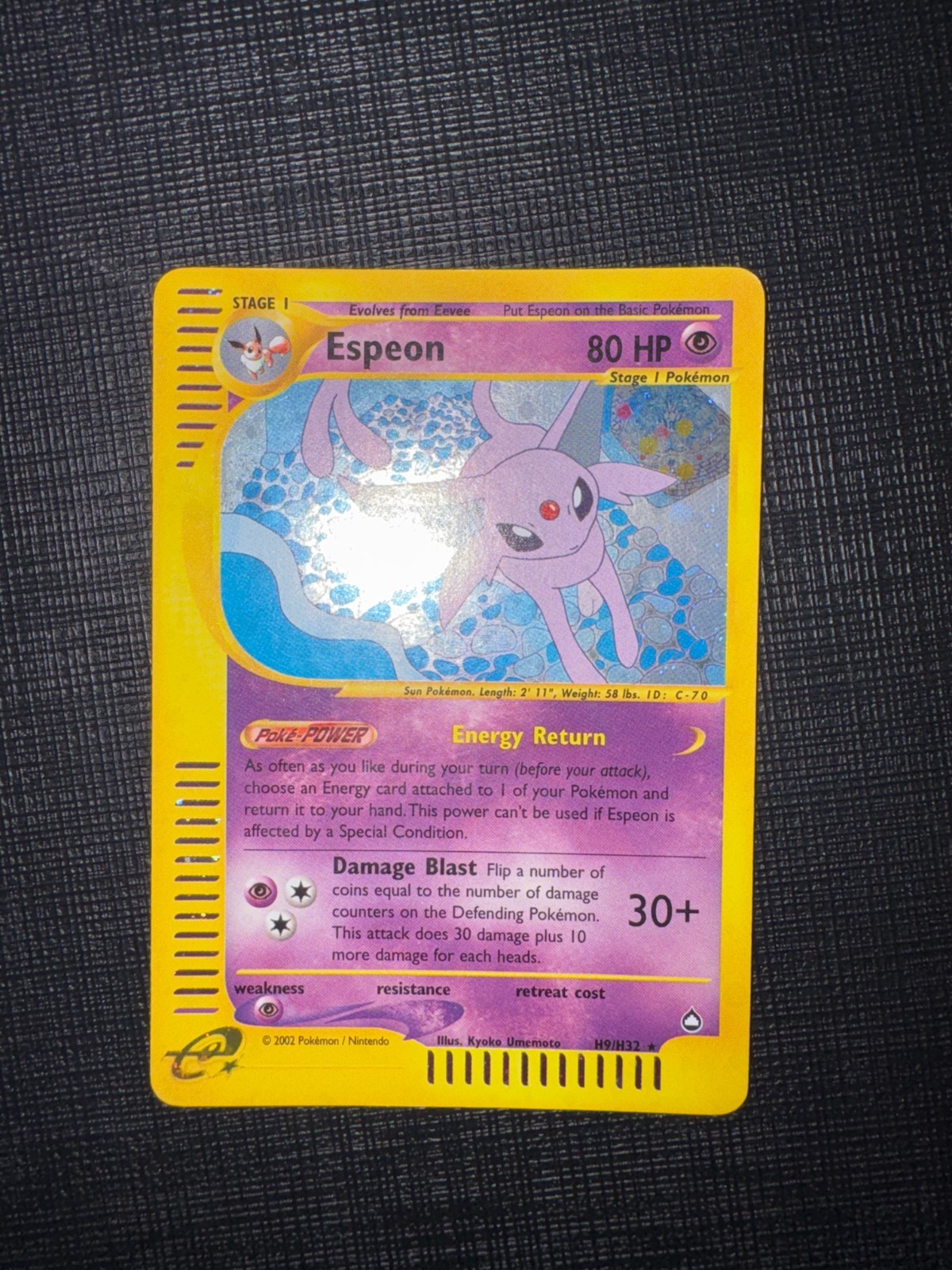 Pokemon Card Espeon H9/H32 HOLO Set Aquapolis ENG English NEAR MINT Vintage