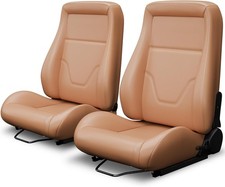 2 Pcs Bucket Seats W Dual Lock Sliders Pvc Leather Racing Seats For Buick Brown