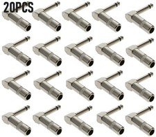 20 Pcs 6.35mm 1/4" Mono Male Right Angle 90 Degree Guitar Audio Connector Solder