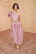 Ulla Johnson Dress Athena One Shoulder Puff Sleeve Lavender Dot Midi Dress Sz 6
