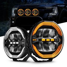 2X 9inch Round LED Driving Light Dual DRL Spotlight 12V 24V Offroad Truck Car