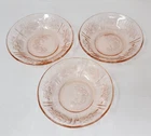 3 Federal Depression Glass Pink Sharon Cabbage Rose Fruit Bowls 5-1/8" EXC