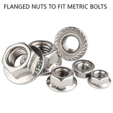 Flanged Nuts To Fit Metric Bolts/screws M3,4,5,6,8,10,12,16  A2 Stainless Steel