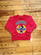 Vintage Disney Minnie Mouse Kids Crewneck Sweatshirt Red Cotton Size 2