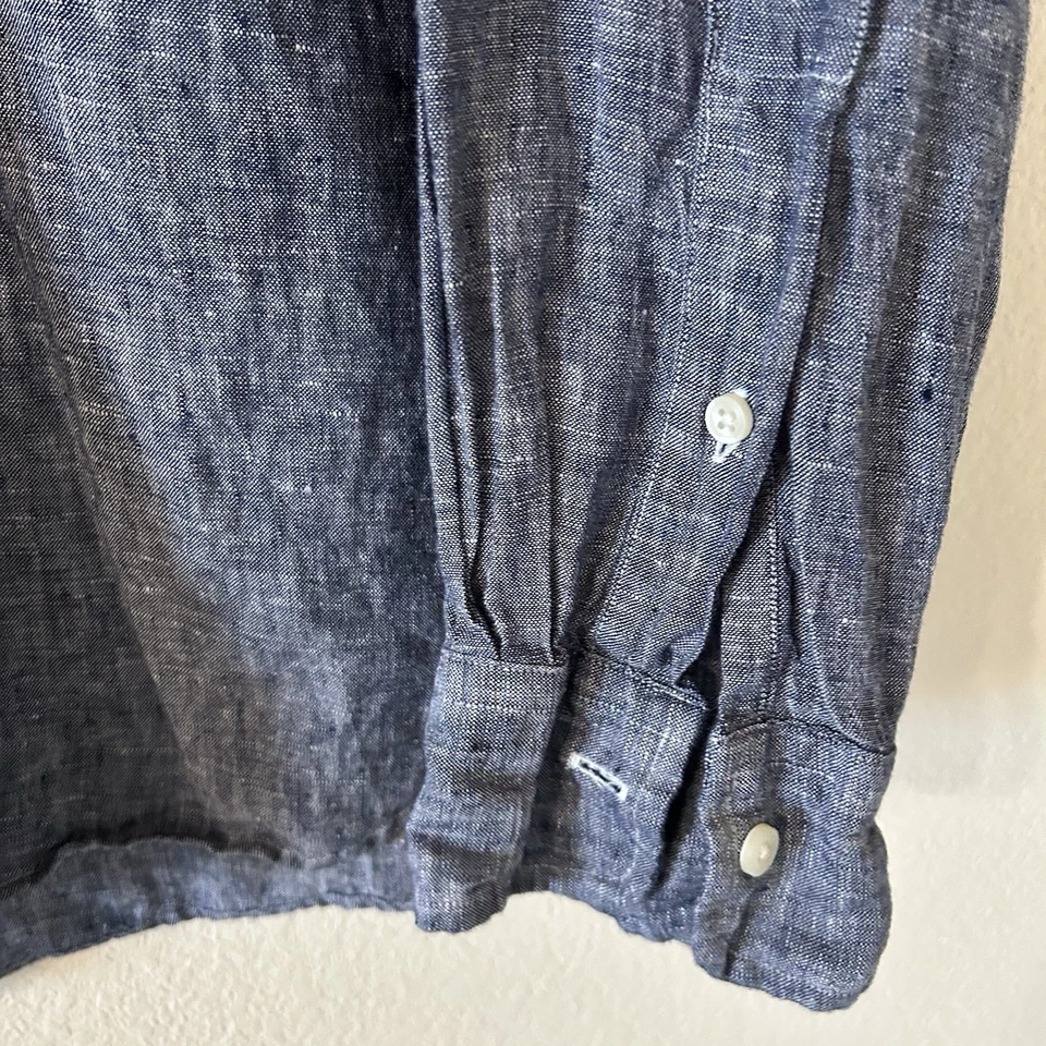 Polo Ralph Lauren Men's Long Sleeve Button Shirt Custom Fit, 100% Linen, Blue - Image 3 of 4