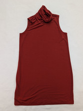 Old Navy Women's Dress Size XL Orange Turtleneck Sleeveless Stretch Midi