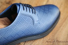 Gucci Blue Leather Derby Shoes Men's UK 8 US 9 EU 42 New