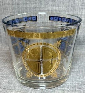 Culver Glass Coronet Pattern 5" Tall Ice Bucket 22K Gold Mid Century Design