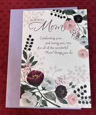 Happy Birthday Greeting Card W/ Envelope  For You, Mom