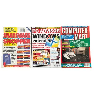 Computer Magazines Bundle Of 3 (Shareware Shopper/PC Advisor/ COMPUTER MART) VGC