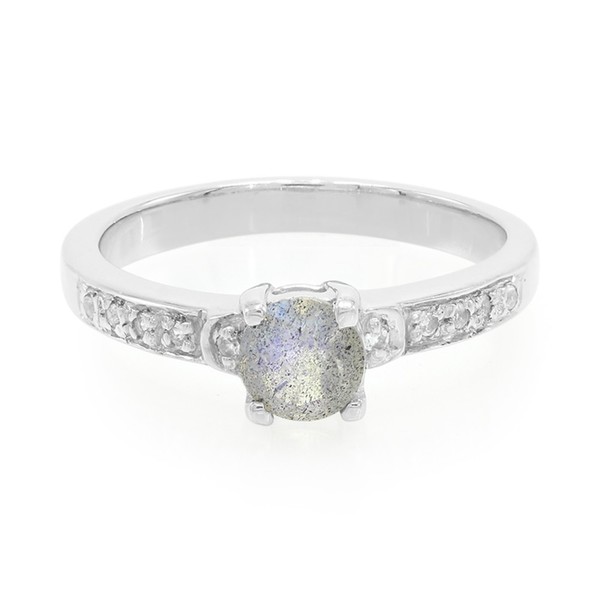 Cavill Spektrolith Ring 0,43Ct Silber 925 Mit WeißEn Topasen Brillantschliff-image