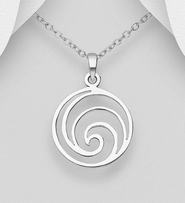 925 Sterling Silber Spirale Kreis Welle Anhänger 22x19mm gepunzt Geschenktüte