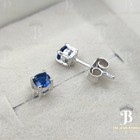 4MM Round Cut Simulated Sapphire Solitaire Stud Earring 14K White Gold Plated 03 — photo 2