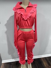 tracksuit size small women shirt high waisted jogger hot pink new outfit 2 piece