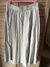 Sincerely Jules Ivory Solid Pleated Midi Skirt Pull On Elastic Waist Women's L