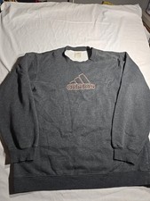 Vintage 90s Adidas Pullover Crewneck Sweatshirt Gray/orange Embroidered Large