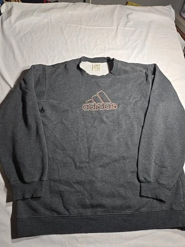Vintage 90s Adidas Pullover Crewneck Sweatshirt Gray/orange Embroidered Large - product listing photo