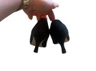 Vintage Carriage Court Black V Split Paula Suede Size 7.5M 2” Kitten Heels — photo 5