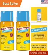 2-Pack 4 Oz. Lidocaine Dry Pain Relief Spray - Fast-Acting, Non-Greasy Formula