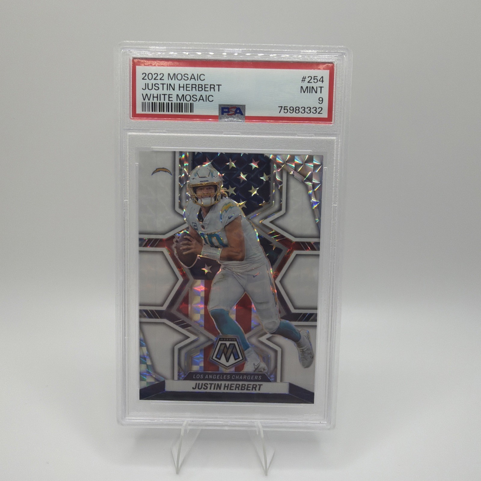 2022 Panini Mosaic - Justin Herbert #254 White Mosaic/25 SSP LOW POP