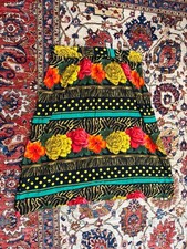 Vintage Elrose Woman Rayon Skirt Size 22 Made USA Bold Floral Polka Dot