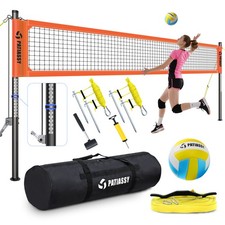 Professional Portable Volleyball Net Set with Heavy Duty Poles Ball Pump Outdoor