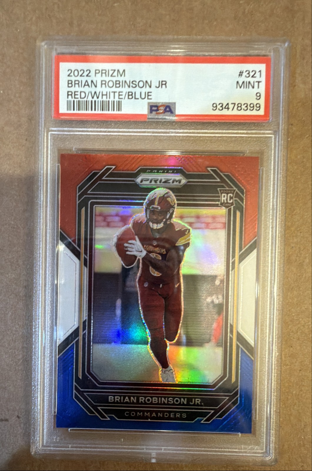 2022 Panini Prizm - Rookies Brian Robinson Jr. #321 Red White & Blue Prizm PSA 9