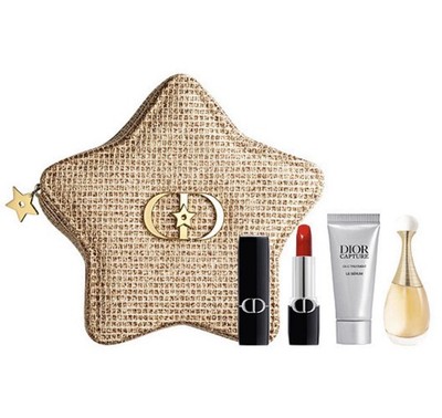 Dior Gold Star Pouch Make Up Bag 4pc Makeup Skincare Set-Limited Holiday Edition