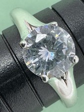 925 Sterling Silver Classic Round Cut CZ Ring Rhodium plated Size 6mm