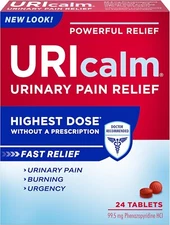 NEW URIcalm UTI Fast Powerful Pain & Burning Relief 24 Tablets (99.5 mg) 12/26