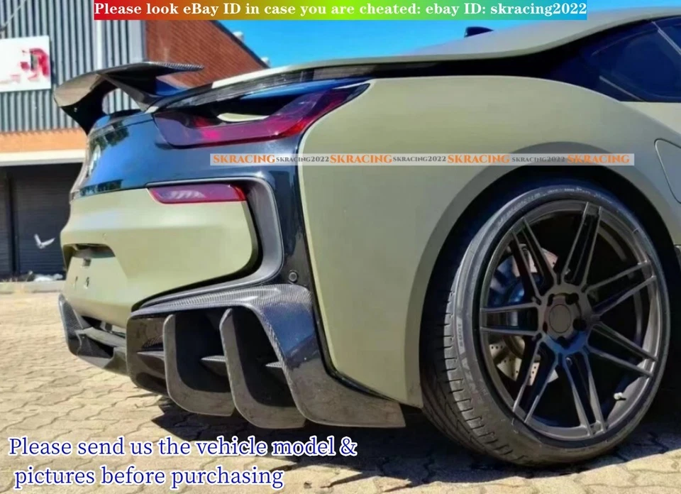 Kits de carrocería difusor divisor de labios parachoques trasero de fibra de carbono real para BMW i8 2014-20 Foto 4 de 4