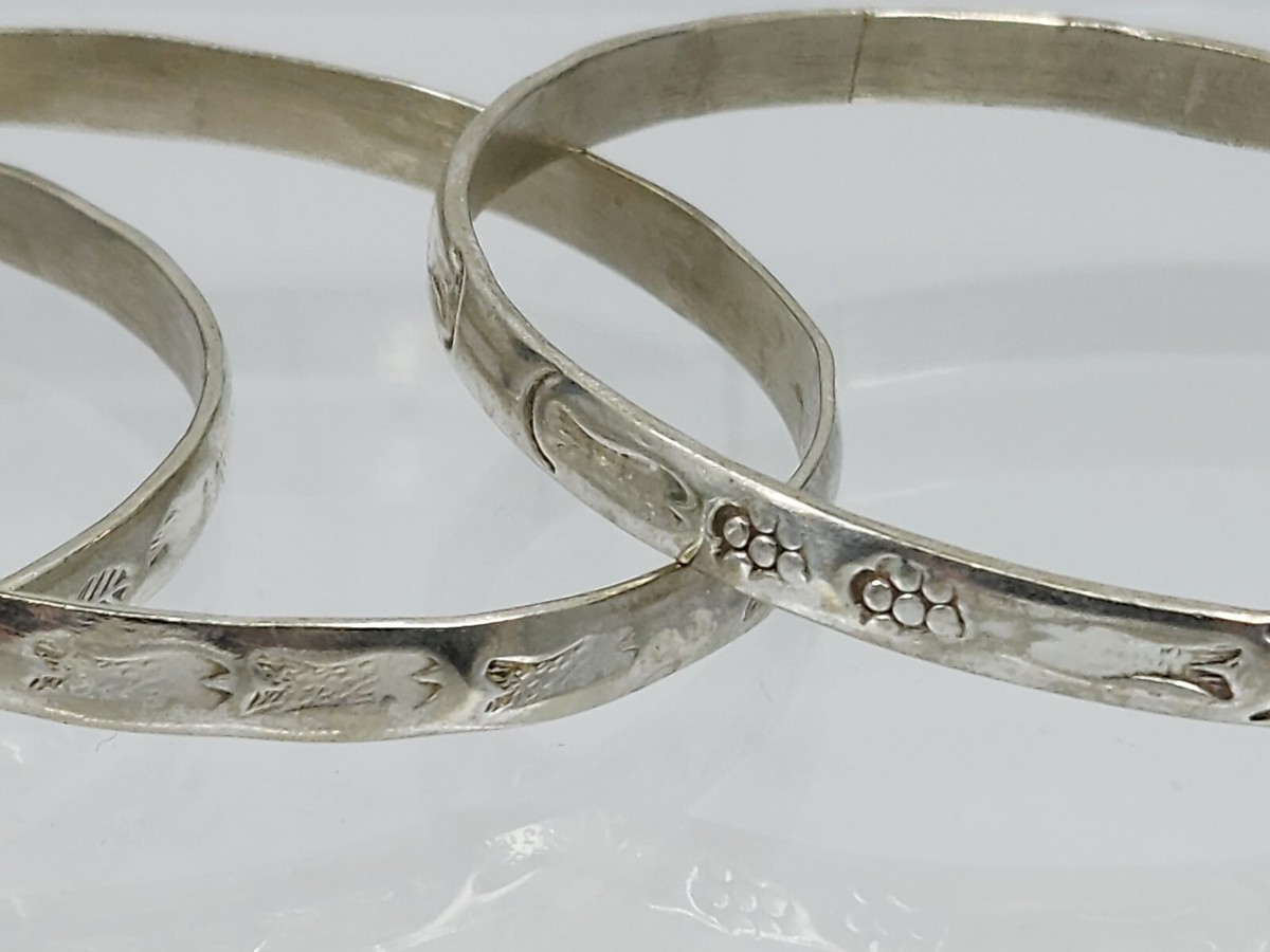 SET of 3 VINTAGE 60's TAXCO MEXICO STERLING SILVER 5 mm CHASED