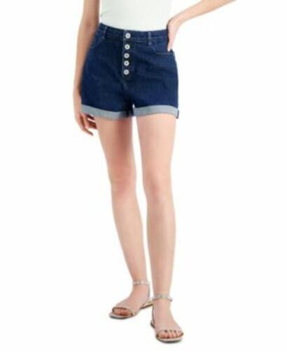 $60 Inc International Concepts Womens High Rise Button-Fly Shorts Blue Size 14