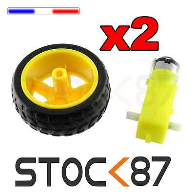 5198K# 2 Stück Smart Car Roboter Kunststoff Reifen Reifen Rad mit DC 3-6V Getriebemotor 