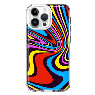 MUNDAZE Case for Apple iPhone 14 Pro Max Psychedelic Colorful Liquid Waves