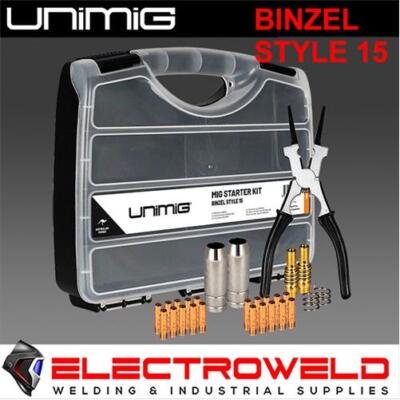 UNIMIG Binzel 15 Style Mig Torch Starter Kit Welding Tip Nozzle SB15 MB15 UMSK15