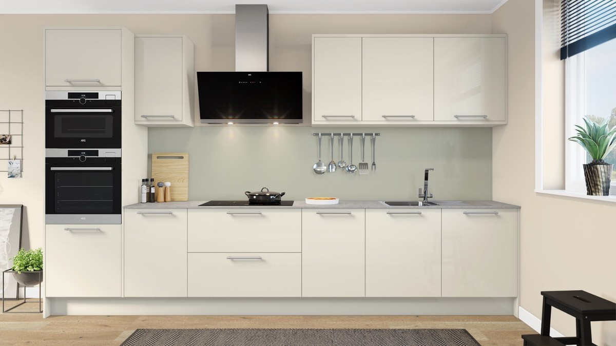 Wickes Glencoe Cream Gloss Slab Kitchen Cabinet Base Wall Larder Door ALL  SIZES