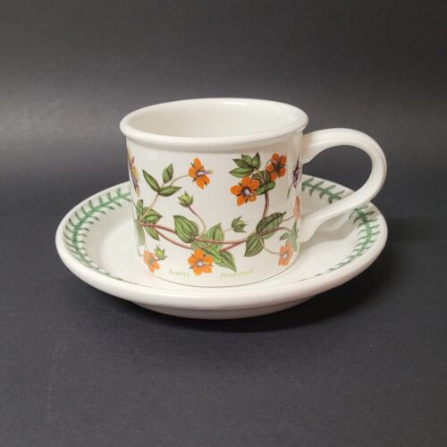Juego de tazas de té y platillo planos de jardín botánico Portmeirion pimpinela escarlata - Imagen 1 de 9
