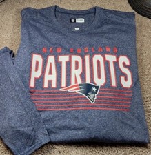 New NFL NEW ENGLAND PATRIOTS-Blue Poly, Mens LS, Fitted Logo Athletic Tee- L
