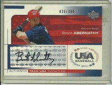 2004 USA Baseball 25th Anniversary Signatures Black Ink #ABE Brent Abernathy/360