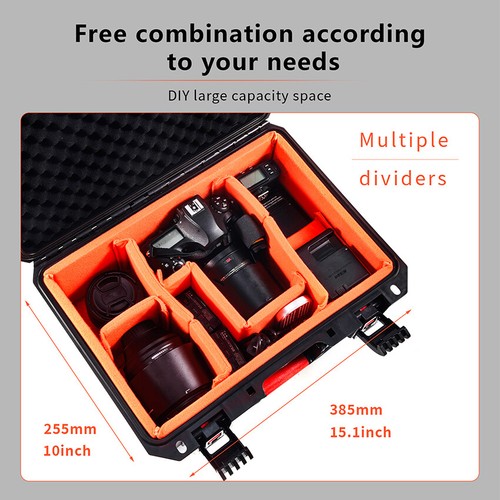 Carrying Storage Box Waterproof Hard Shell Case with DIY Plate for DSLR Camera - Picture 7 of 15