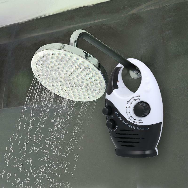 Radio De Ducha Portátil Ouitble – FM/AM, Impermeable, Con Altavoz Integrado Y Colgador, Funciona Con 3 Pilas AA