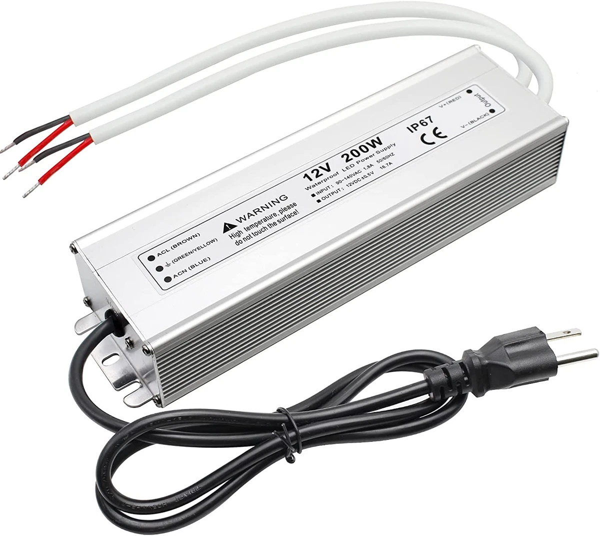 200W 12 Volt LED Power Supply Waterproof IP67 LED Driver 110V AC