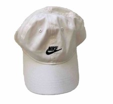 Nike Boys Child Baseball Swoosh White Strapback Hat Cap EUC