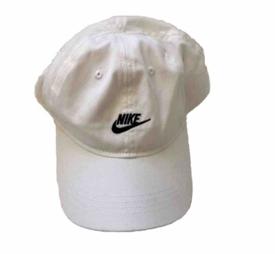 Nike Boys Child Baseball Swoosh White Strapback Hat Cap EUC