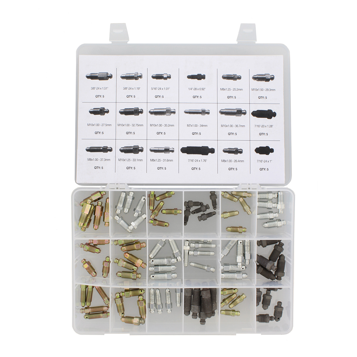 ABN Brake Bleeder Screw 90Piece Assortment SAE & Metric Bleeding