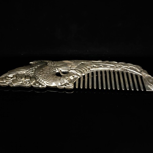 Old Collectiion Handwork Miao Silver Carving King Bird Phoenix Fenghuang Comb - Bild 2 von 3