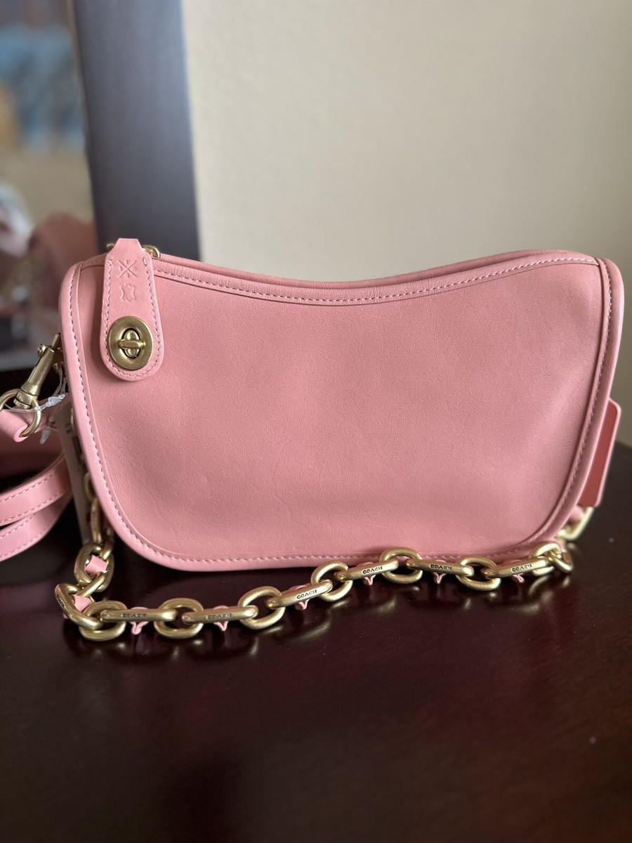 Coach Swinger leather bag with chain crossbody coral pink NWT | eBay